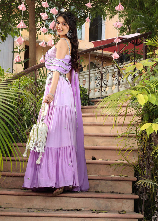 Lilac bloom Lehenga set (Set of 3)