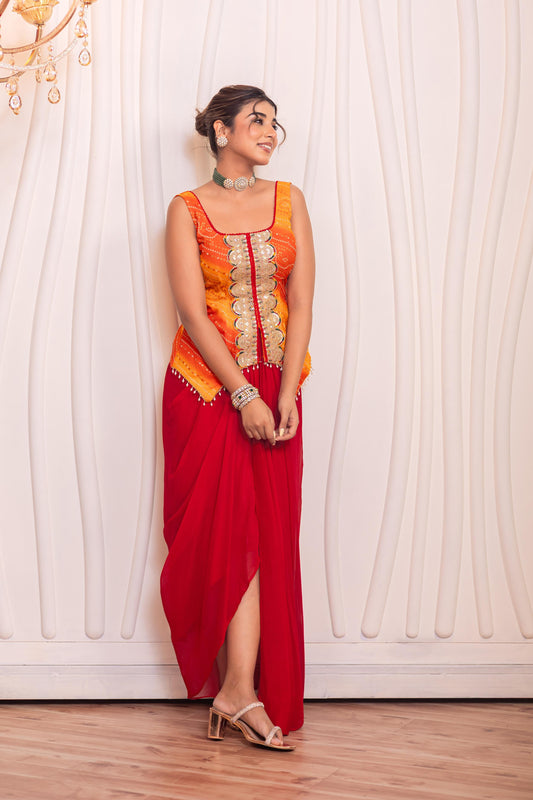 Shagun drape skirt set