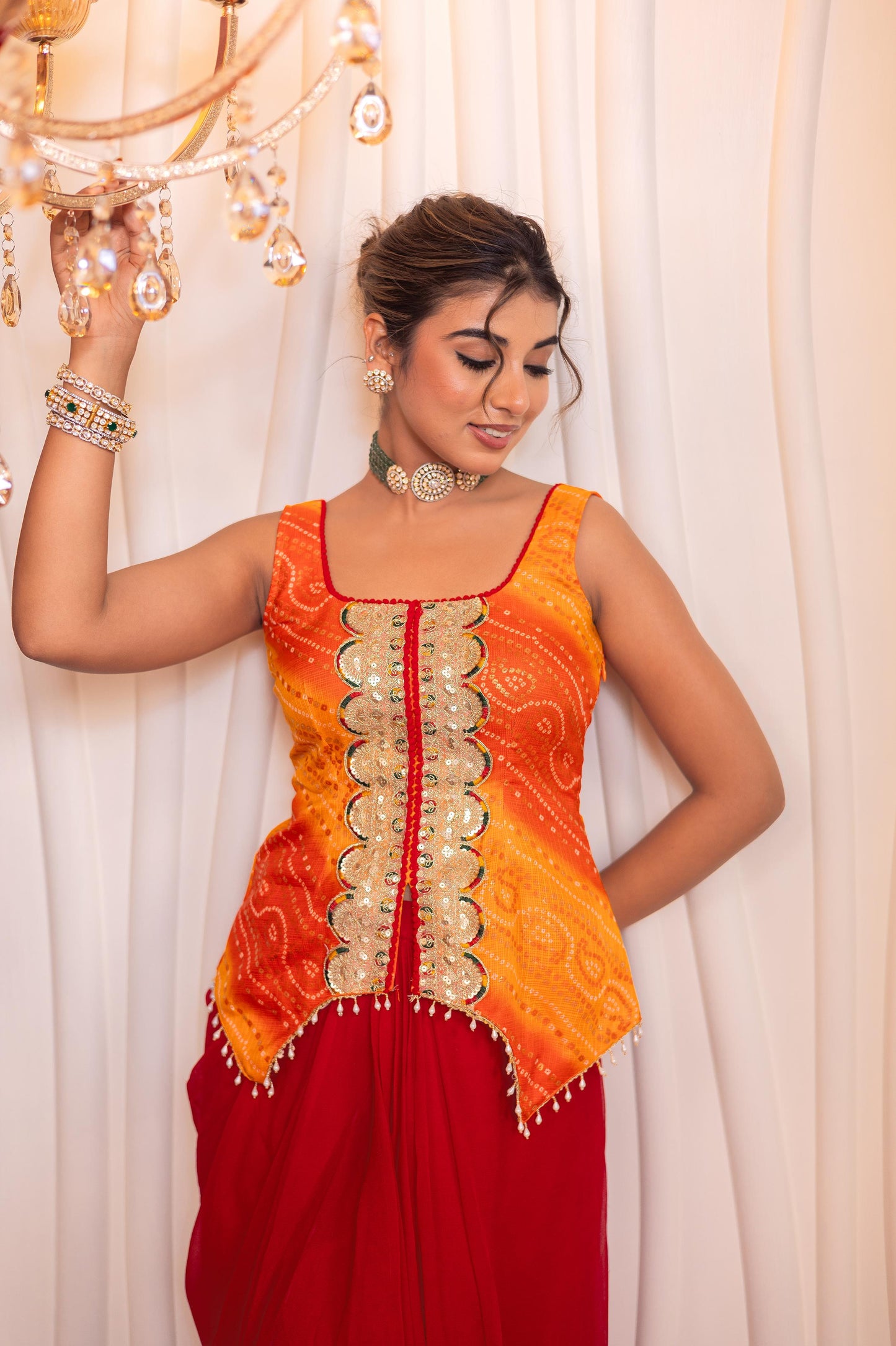 Shagun drape skirt set