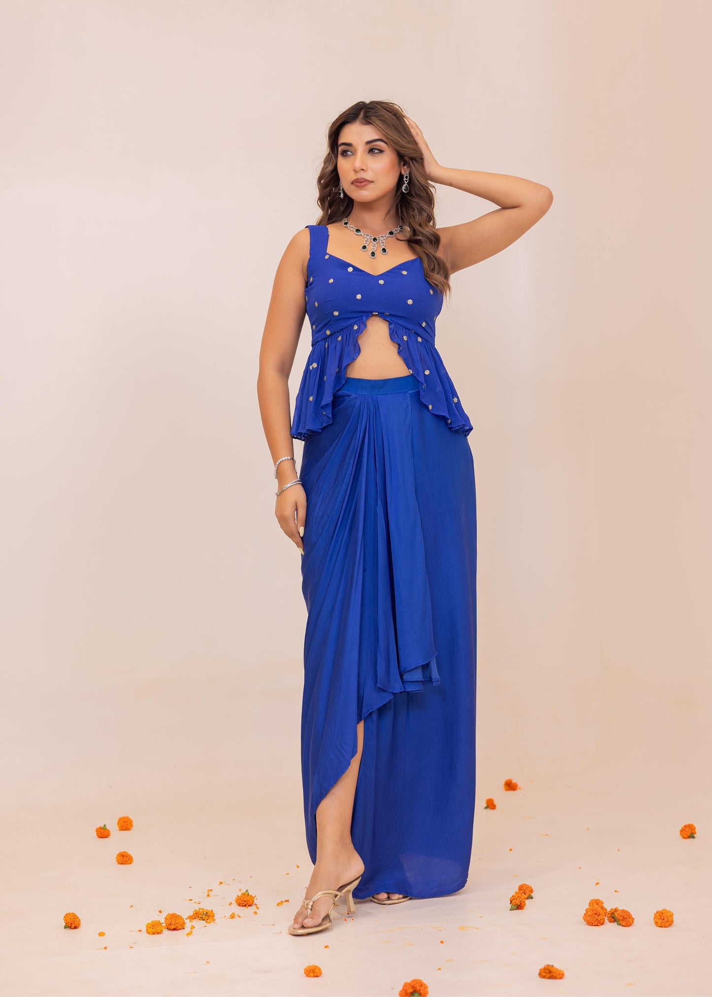 Shaarvi drape skirt set