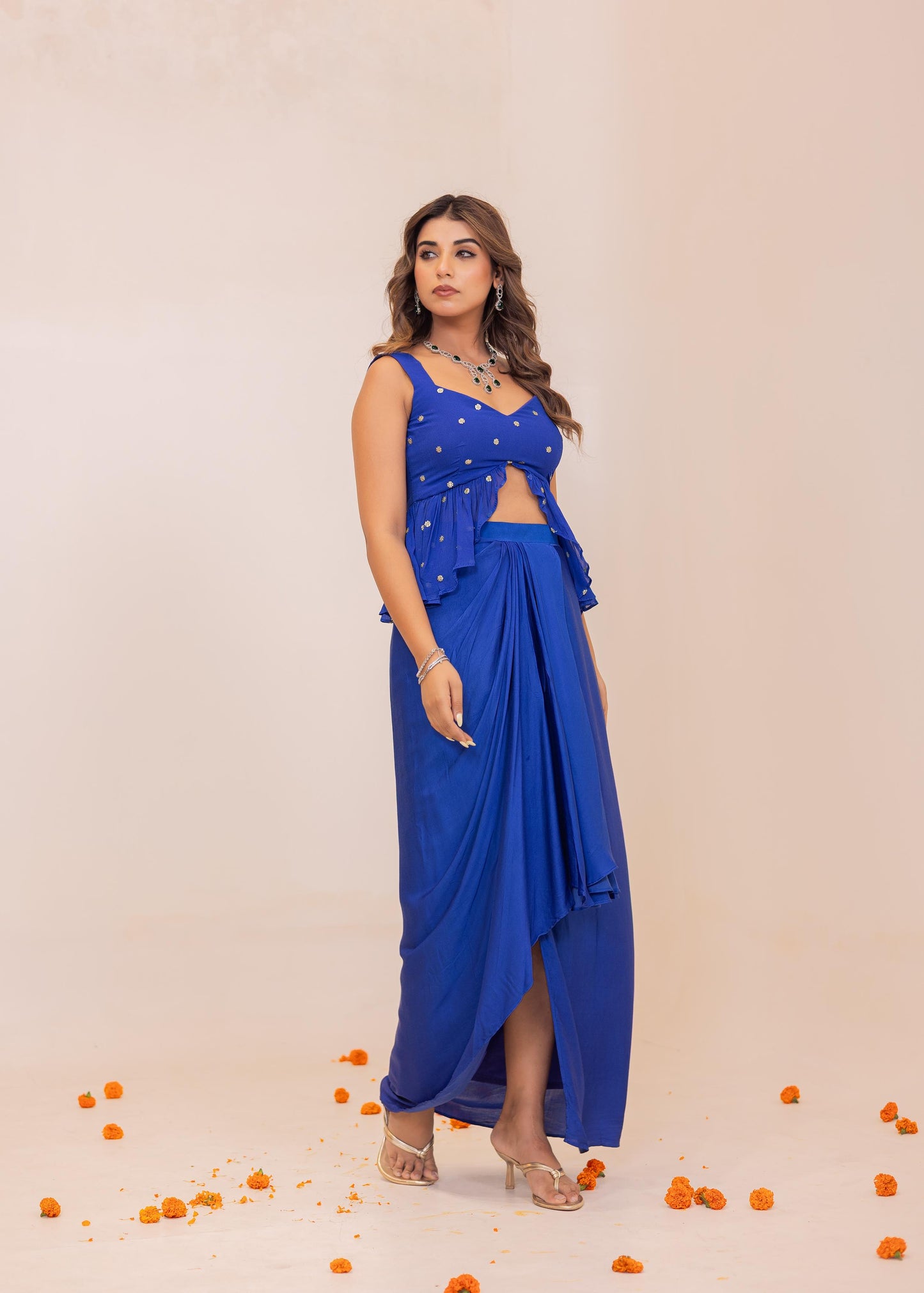 Shaarvi drape skirt set
