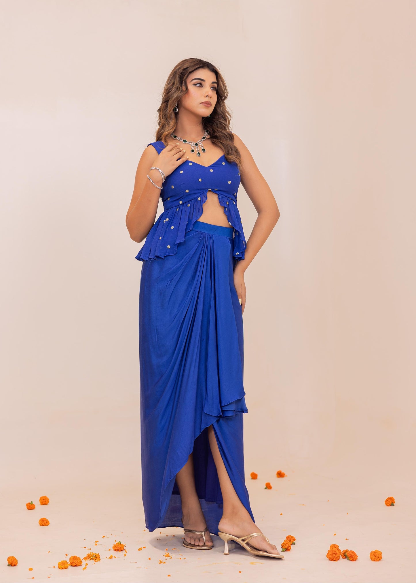 Shaarvi drape skirt set