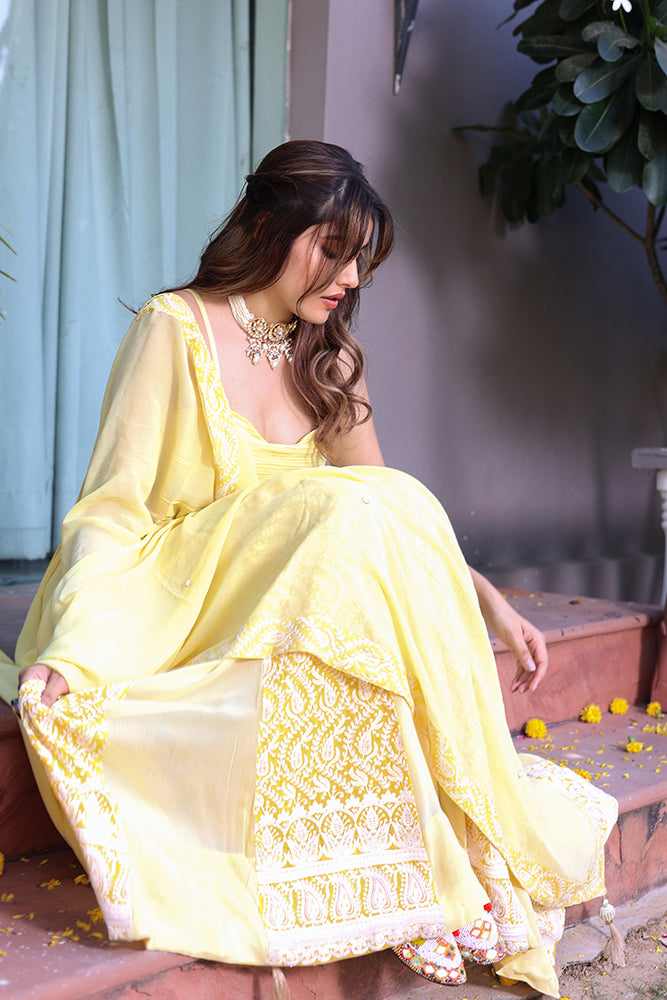 Vrinda chikankari lehenga set (Set of 3)