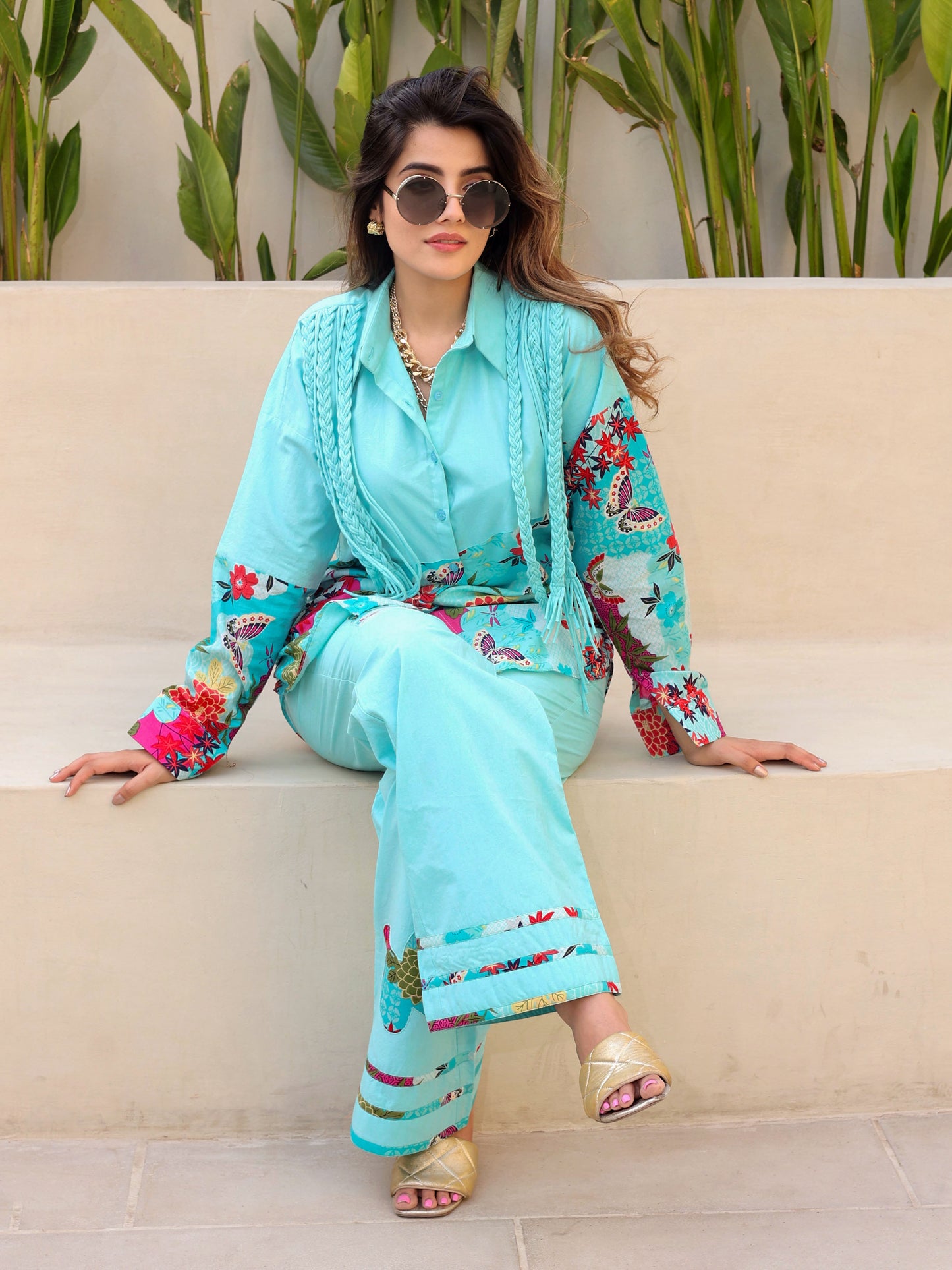 Ice Blue Braided Co-ord Set