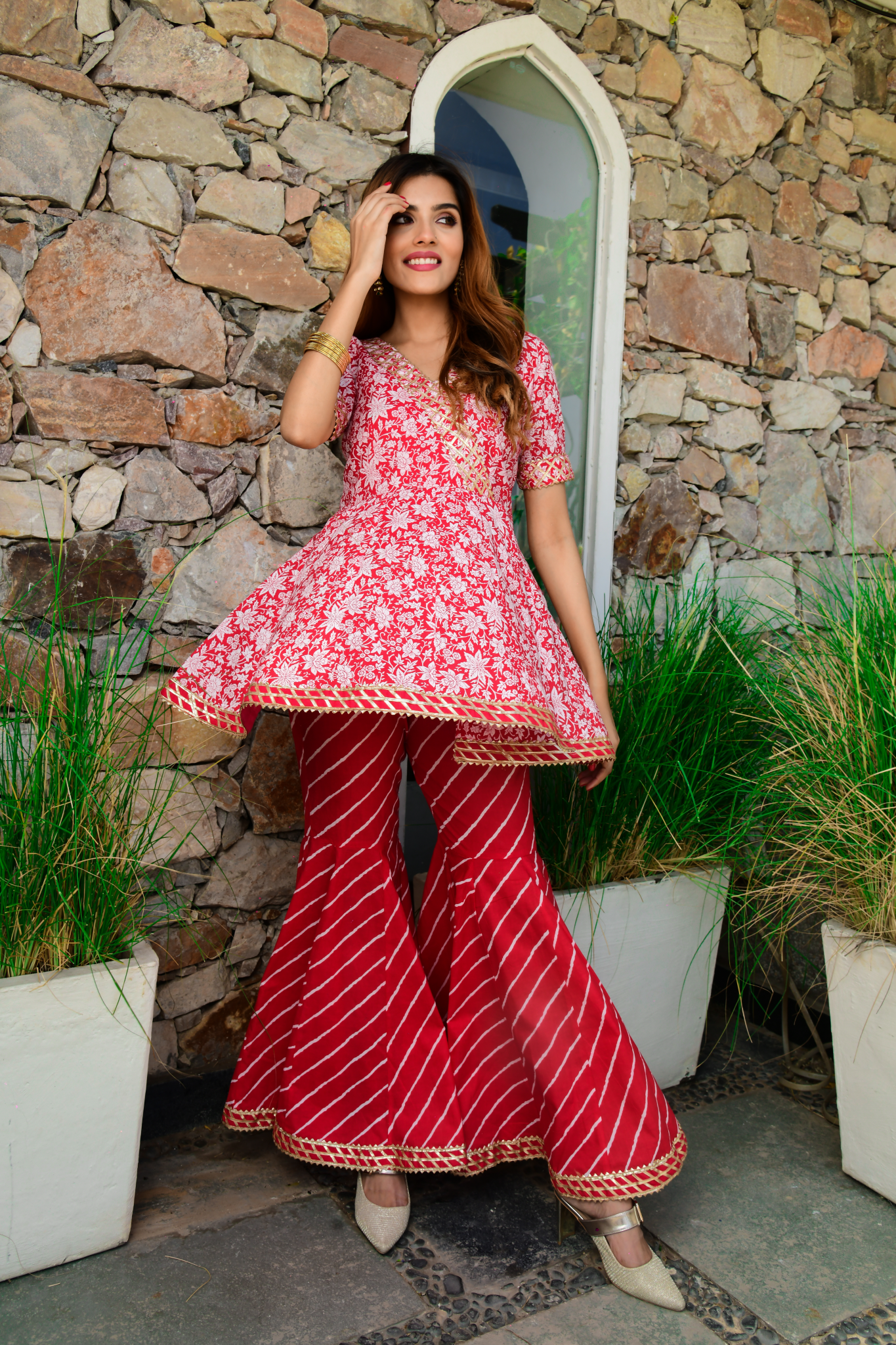 Short Kurti With Garara Set Label Aditi Hundia