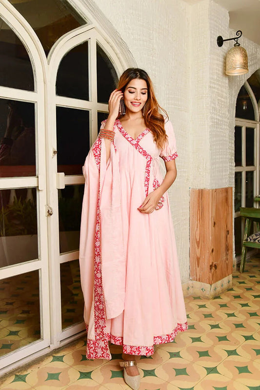 Pink Angarkha Suit Set
