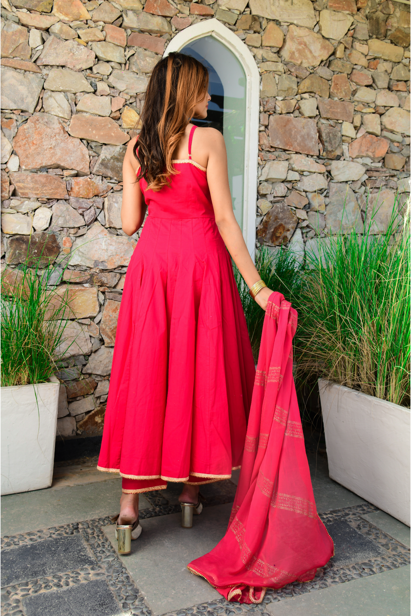 Rani Pin Tucks Anarkali Suit