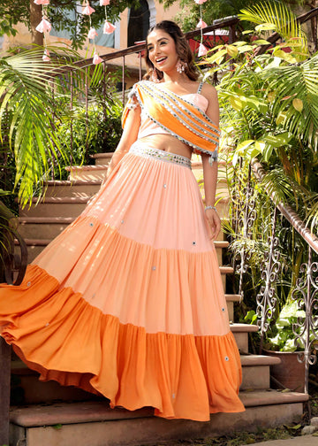 Peach bloom lehenga