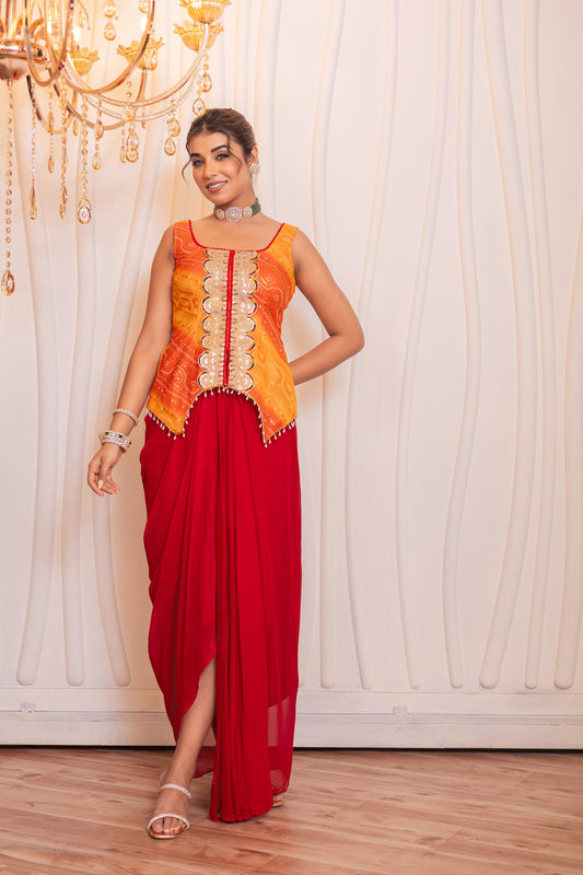 Shagun drape skirt set