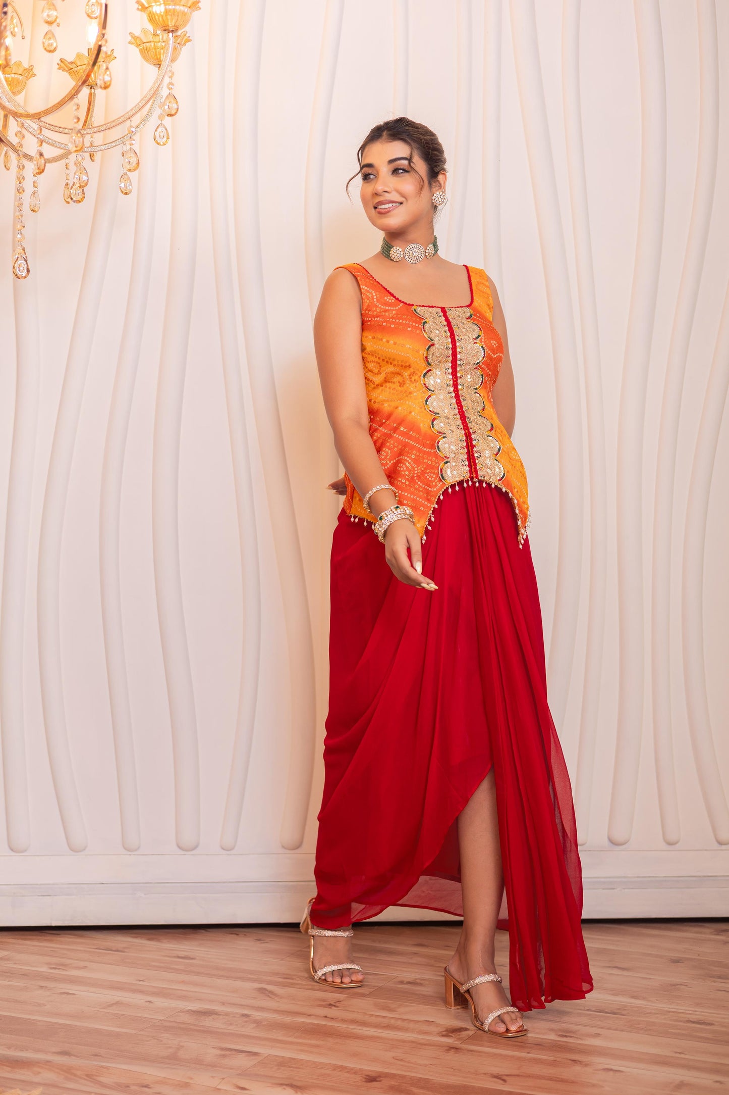 Shagun drape skirt set