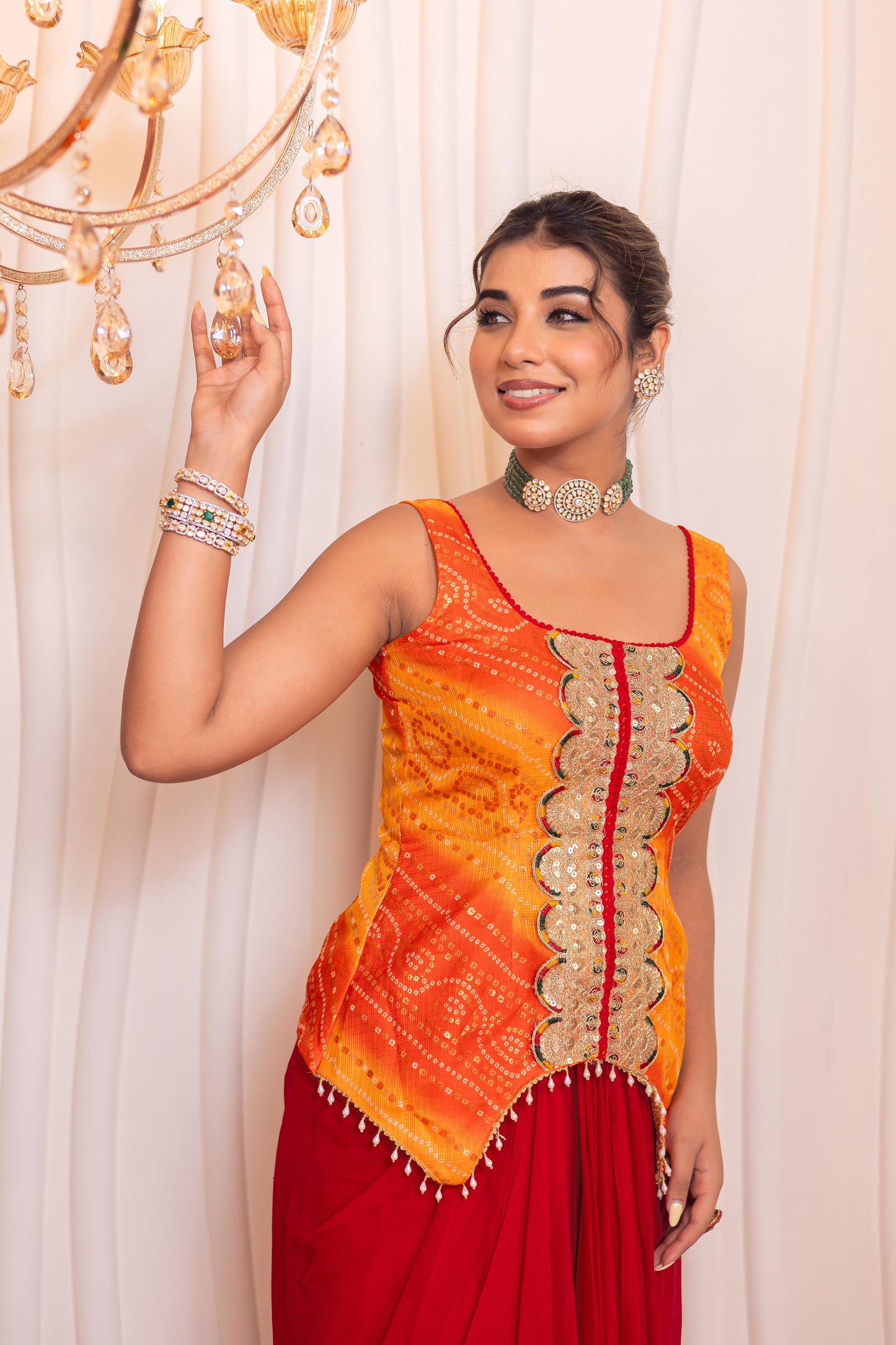 Shagun drape skirt set