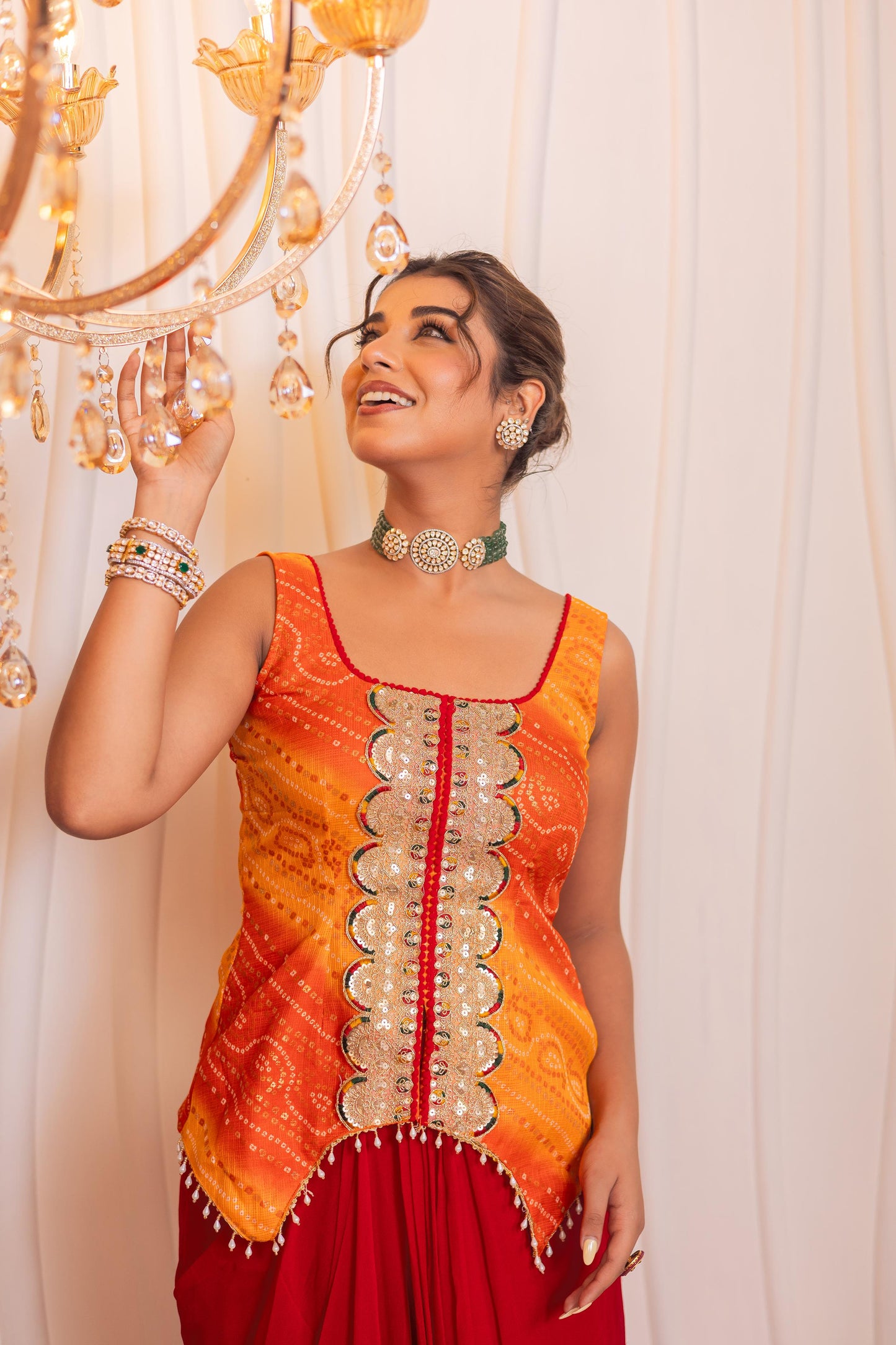 Shagun drape skirt set