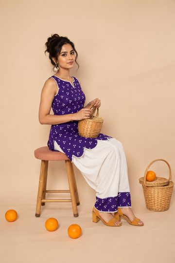 Orchid Scallop Bandhani Farshi Set