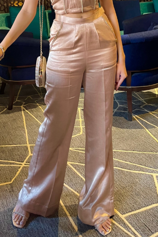 Beige silk pant