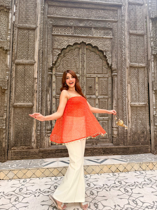 KESARIYA BANDHEJ KURTI