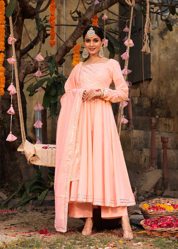 peach anarkali set