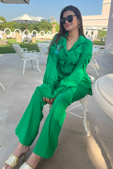 Green fringe kaftan
