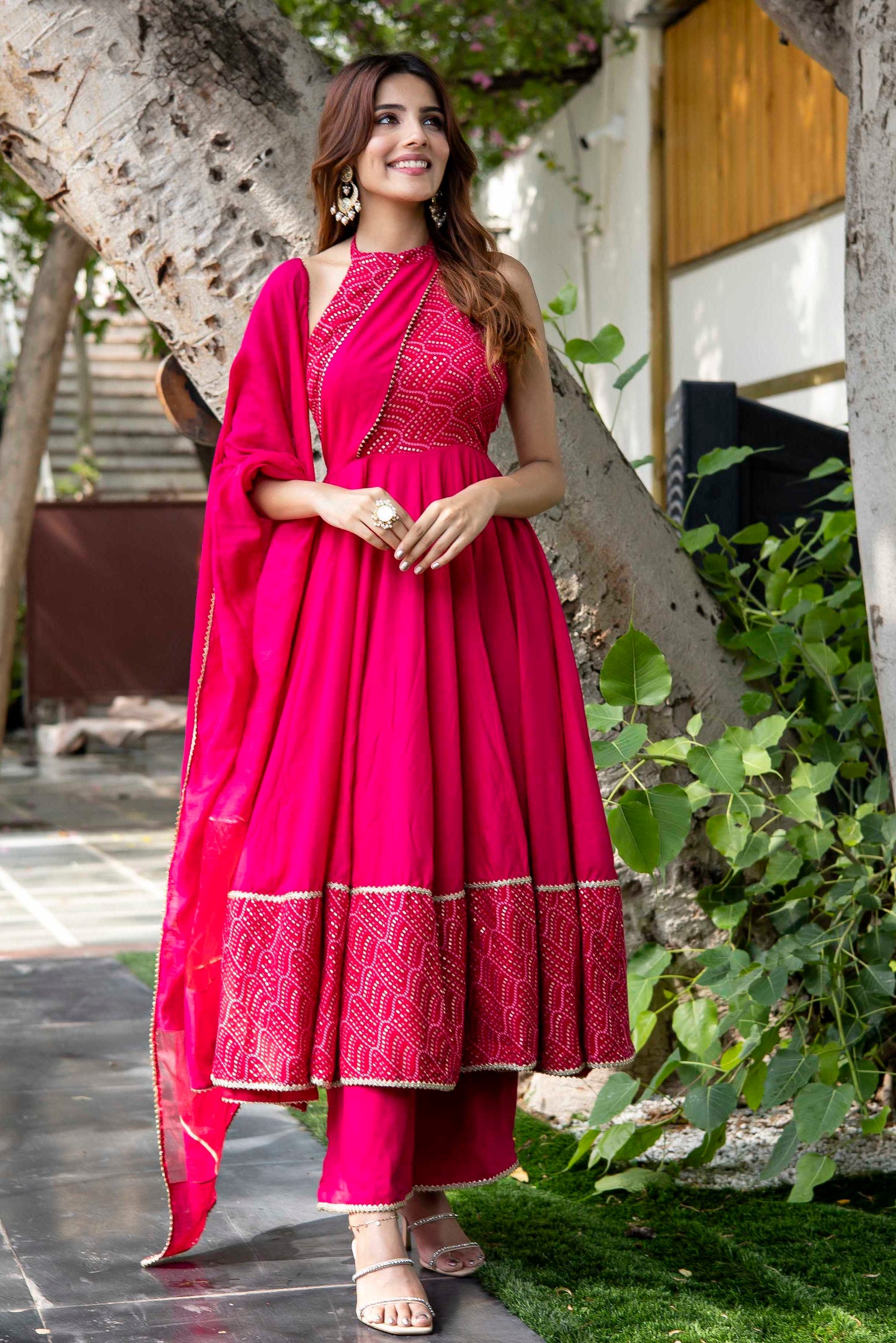 VIDYA FASHION MART Premium Bandhani Anarkali Kurta Set: Hand-Dyed,  Traditional, and Elegant (S, Black) : Amazon.in: Fashion