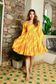 Short Yellow Bandhej Dress