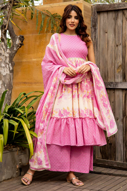 White pink halter neck set